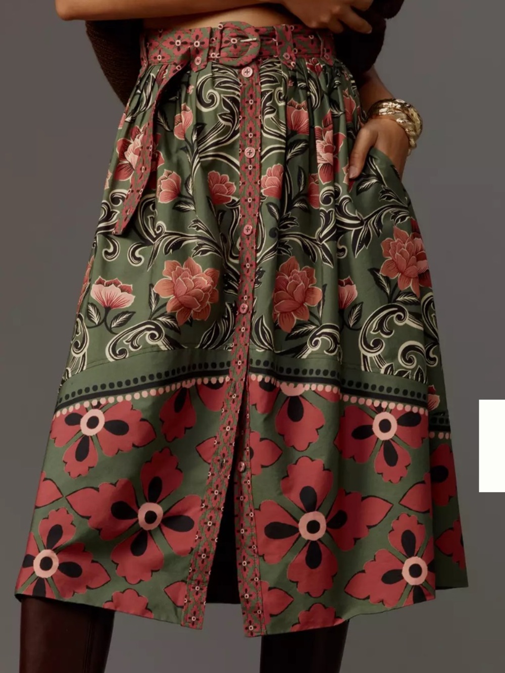Farm Rio Arabesque Buttons Midi Skirt - Picture 2 of 6